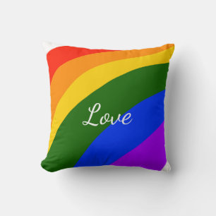 Rainbow pride month love add name text art throw pillow