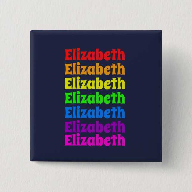 Rainbow Pride Name 2 Inch Square Button (Front)