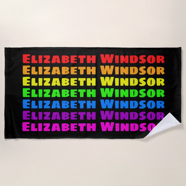 Rainbow Pride Name Fade Beach Towel (Front)