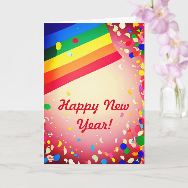 Rainbow Pride New Year 5" x 7" New Year Card (Orchid)