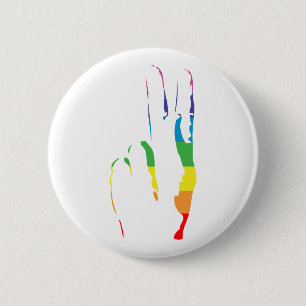 rainbow pride peace sign 2 inch round button