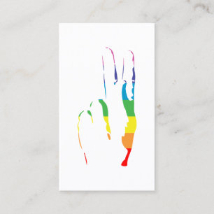 rainbow pride peace sign business card