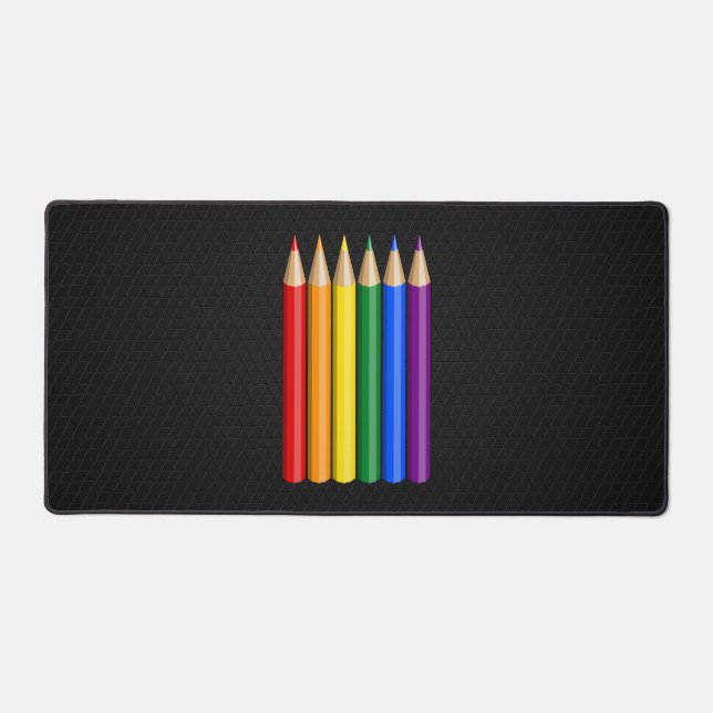 Rainbow pride pencils  desk mat (Front)