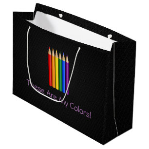 Rainbow pride pencils large gift bag