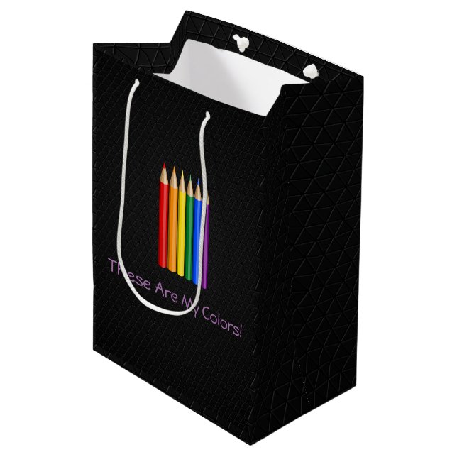 Rainbow pride pencils  medium gift bag (Front Angled)