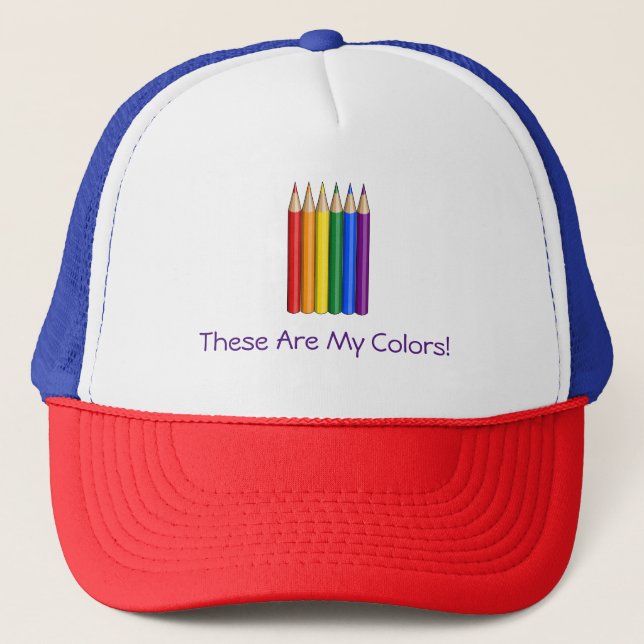Rainbow pride pencils  trucker hat (Front)