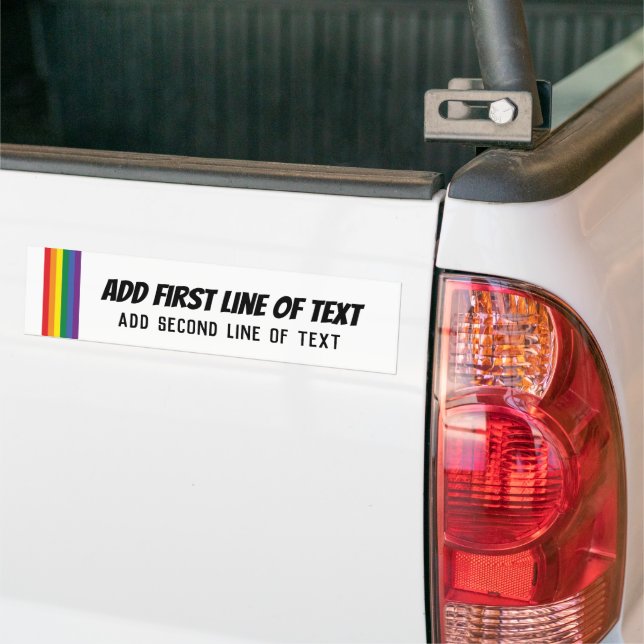Rainbow Pride Personalized 2 Line Text Template Bumper Sticker (On Truck)