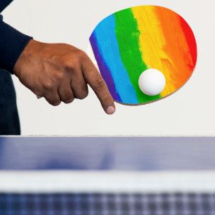 Rainbow Pride Ping Pong Paddle – Oil Paint LGBT 