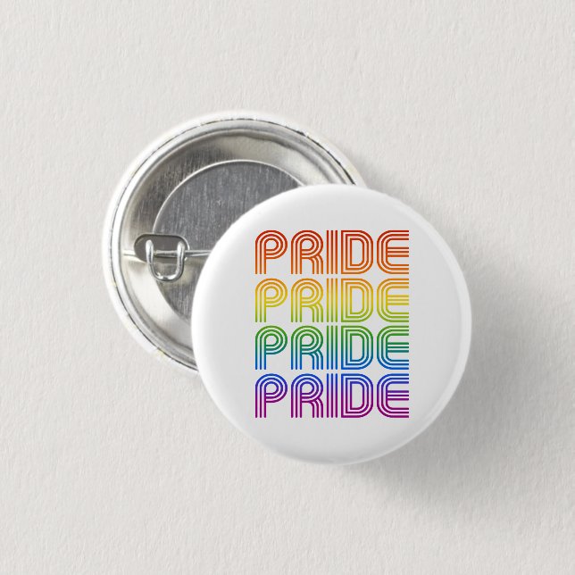 Rainbow Pride Retro 1 Inch Round Button (Front & Back)