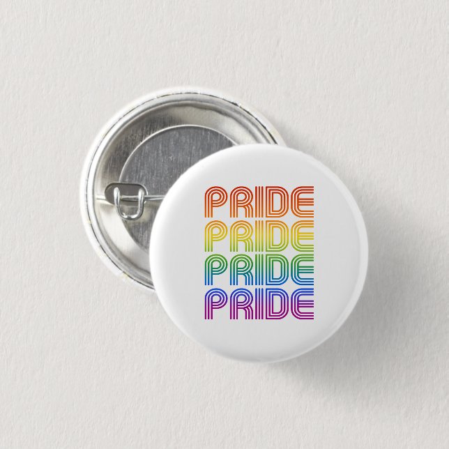 Rainbow Pride Retro 1 Inch Round Button (Front & Back)