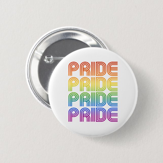 Rainbow Pride Retro 2 Inch Round Button (Front & Back)