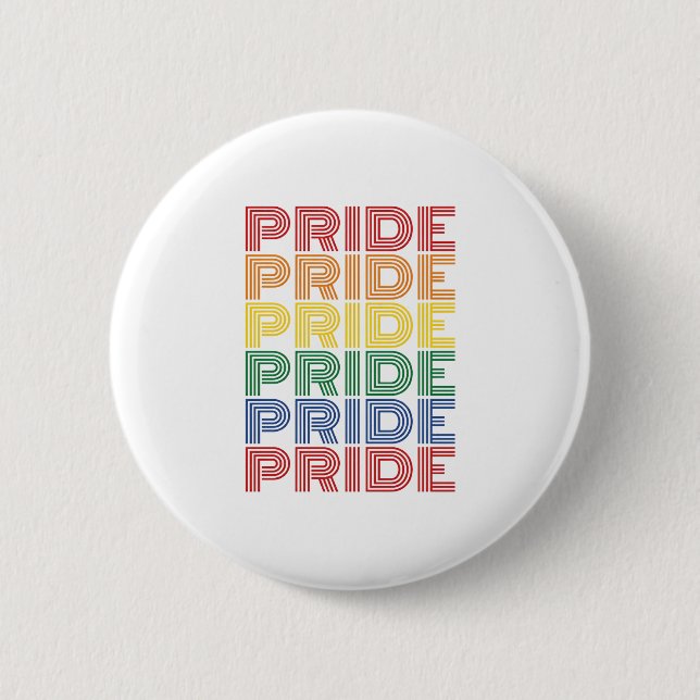 Rainbow Pride Retro Typography Vector Design_1 2 Inch Round Button (Front)