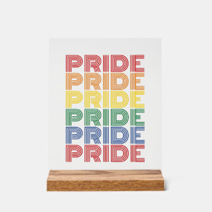 Rainbow Pride Retro Typography Vector Design_1 Acrylic Sign