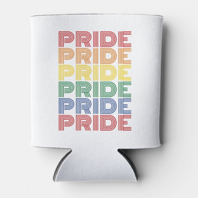 Rainbow Pride Retro Typography Vector Design_1 Can Cooler (Front)