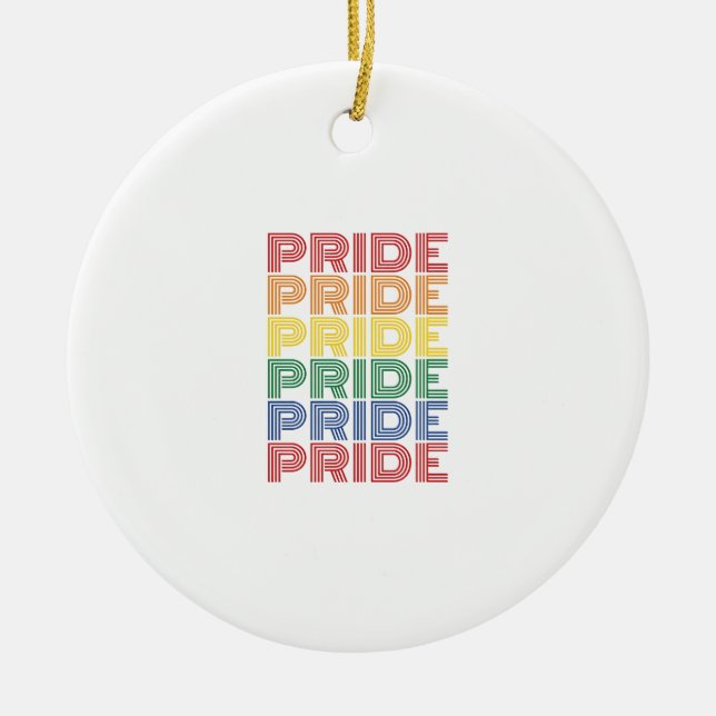 Rainbow Pride Retro Typography Vector Design_1 Ceramic Ornament (Front)