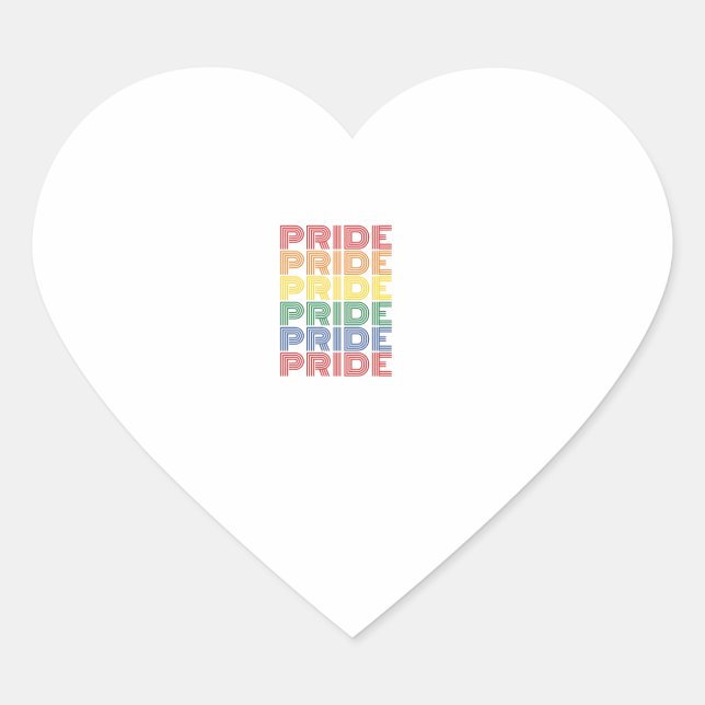 Rainbow Pride Retro Typography Vector Design_1 Heart Sticker (Front)