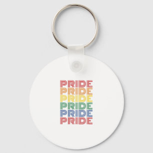 Rainbow Pride Retro Typography Vector Design_1 Keychain