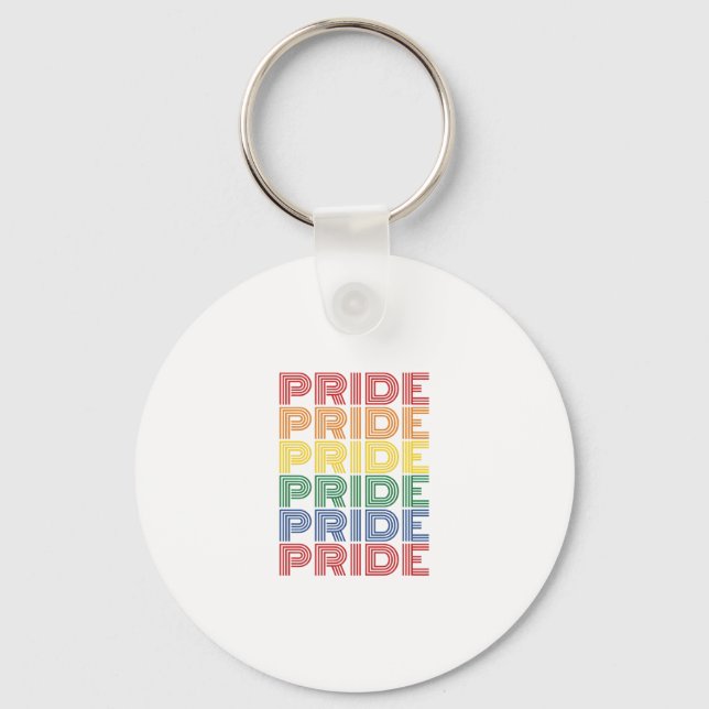 Rainbow Pride Retro Typography Vector Design_1 Keychain (Front)