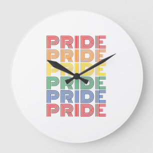 Rainbow Pride Retro Typography Vector Design_1 Large Clock