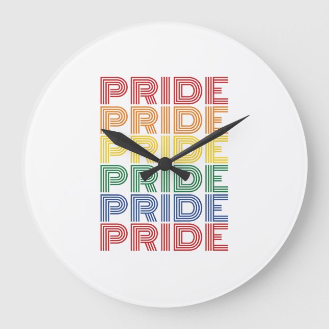 Rainbow Pride Retro Typography Vector Design_1 Large Clock (Front)