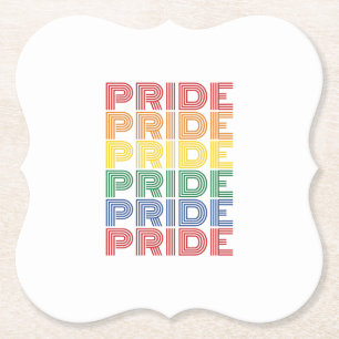 Rainbow Pride Retro Typography Vector Design_1 Paper Coaster