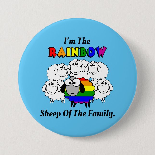 Rainbow Pride Sheep 3 Inch Round Button (Front)
