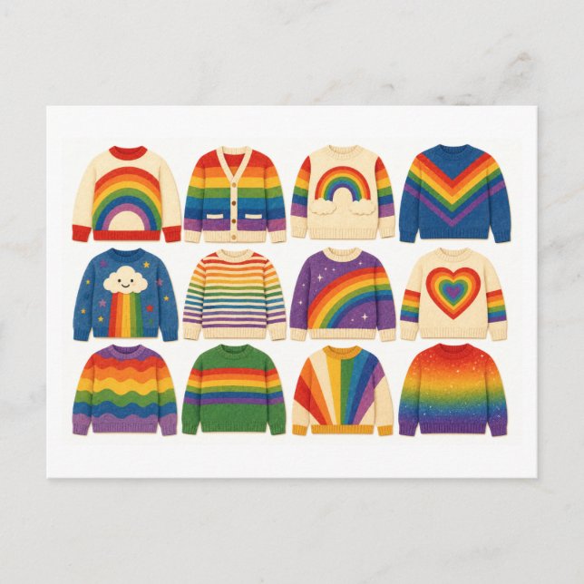 Rainbow Pride Sweater Collage Postcard (Front)