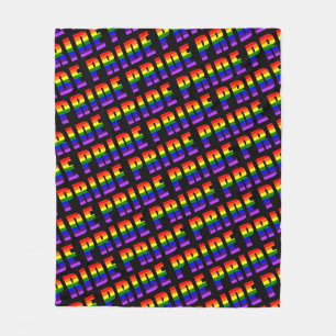 Rainbow Pride Text Art on Custom Black Colour Fleece Blanket