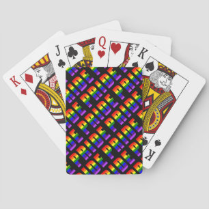 Rainbow Pride Text Art on Custom Black Colour Playing Cards