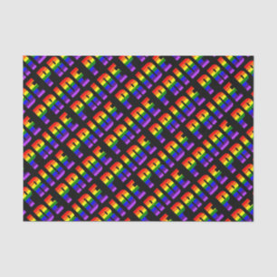 Rainbow Pride Text Art on Custom Black Colour Tissue Paper