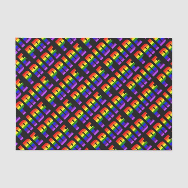 Rainbow Pride Text Art on Custom Black Colour Tissue Paper (Front)