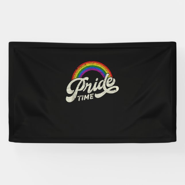 Rainbow, Pride Time, LGBT Tank Top Banner (Horizontal)