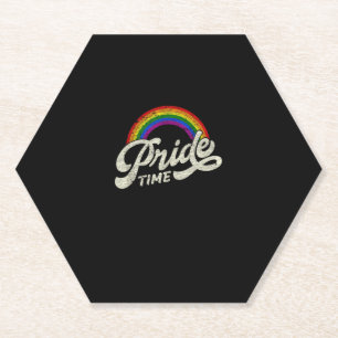 Rainbow, Pride Time, LGBT Tank Top Paper Coaster