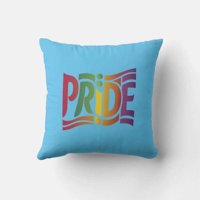 Rainbow Pride Typographic - Bold LGBTQ+ Statement Throw Pillow (Back)