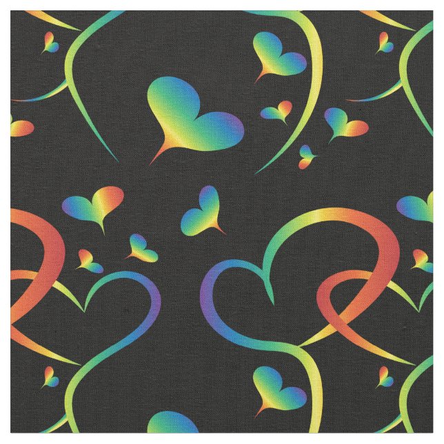 rainbow pride valentine fabric (Close Up)