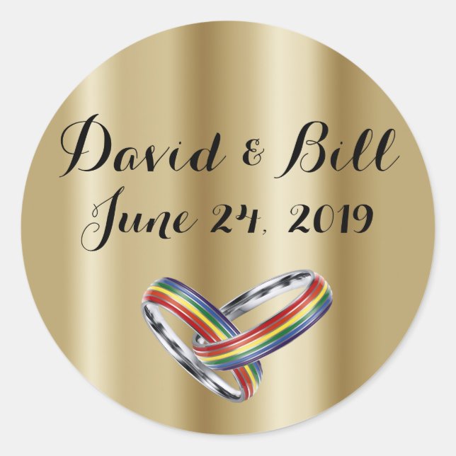 Rainbow Pride Wedding Invitation Envelope Stickers (Front)