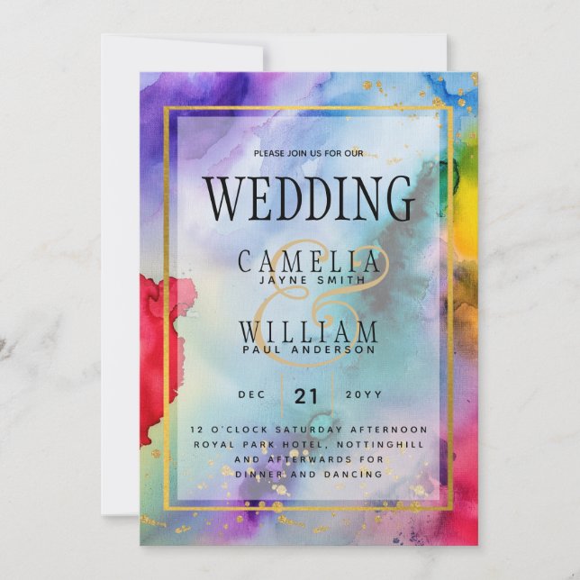 RAINBOW PRIDE WEDDING INVITATION Ink LeahG (Front)