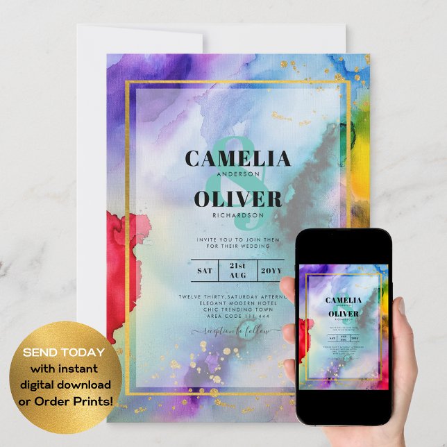 RAINBOW PRIDE WEDDING INVITATION Ink LeahG (Creator Uploaded)