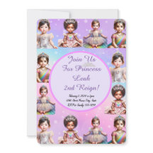 Rainbow Princess Birthday Invitation 