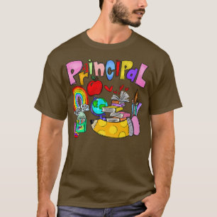 Rainbow Principal Funny School Principal Last Day T-Shirt