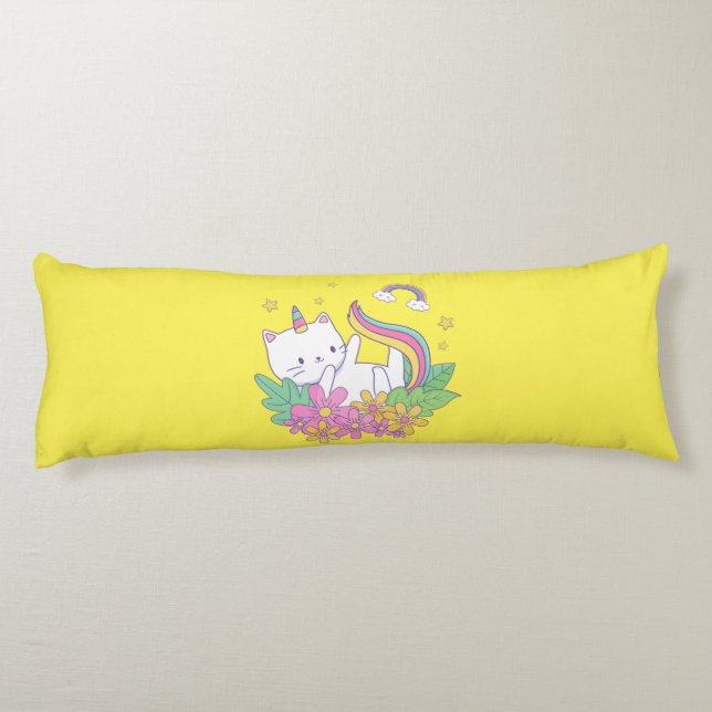 Rainbow Print Kitten Body Pillow (Back)