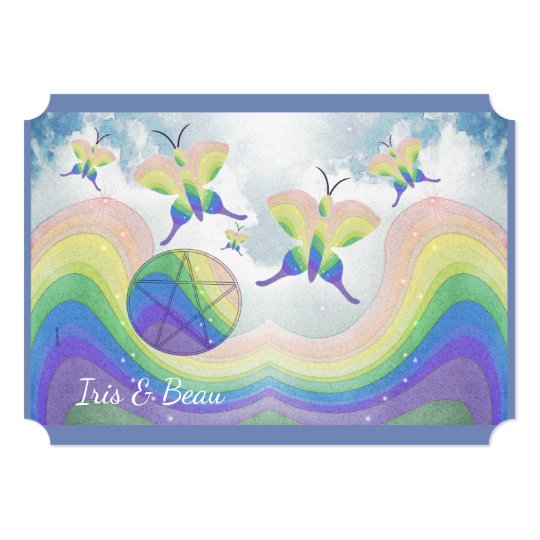 Rainbow Prism Butterfly Pentacle Handfasting Card