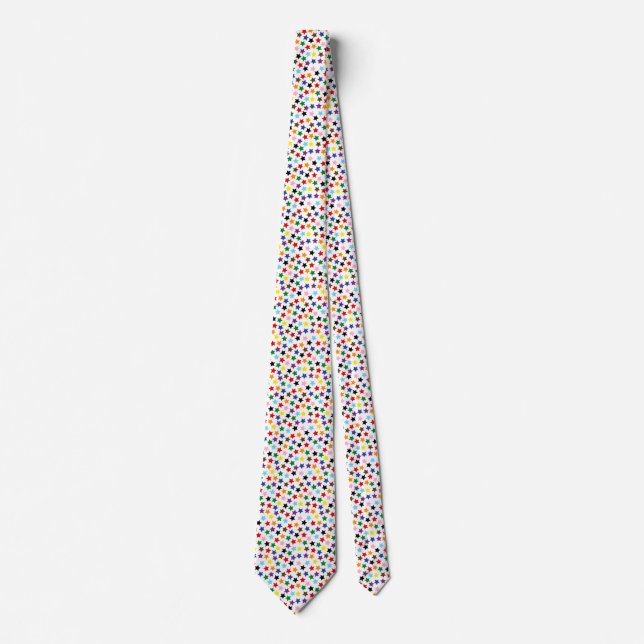 Rainbow Progress Pride Flag Stars Quasar  Tie (Front)