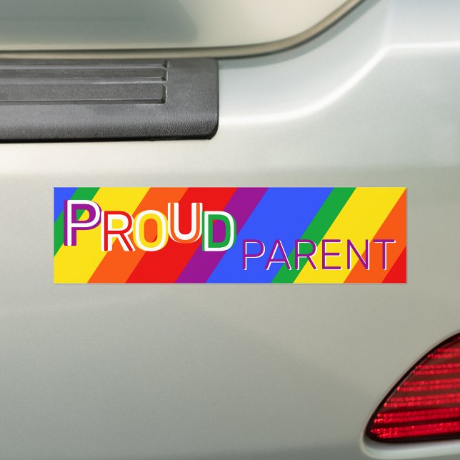 Rainbow Proud Parent Bumper Sticker (On Car)
