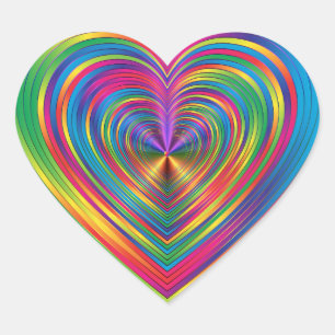 Rainbow Psychedelic Create Your Own Blank Template Heart Sticker