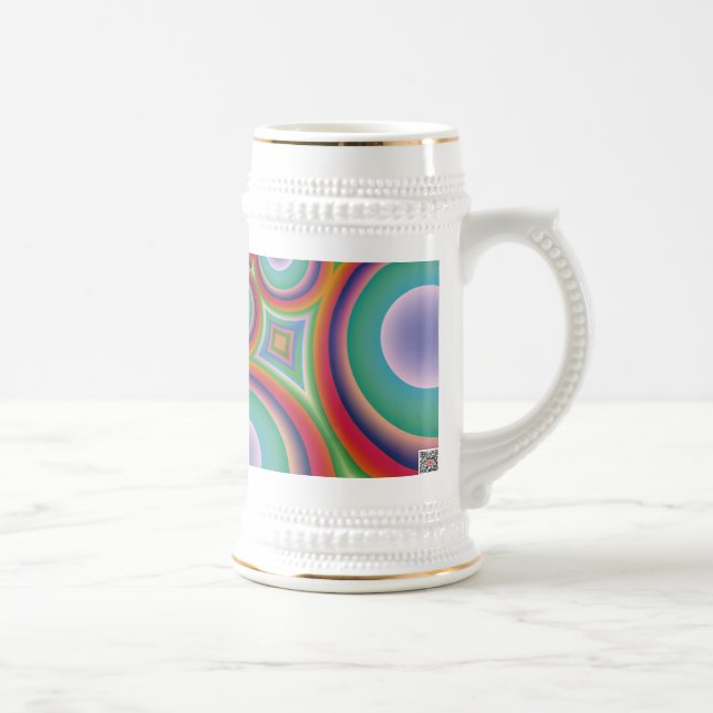Rainbow Psychedelic Optical Abstract Art Beer Stein (Right)