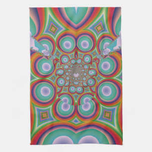 Rainbow Psychedelic Optical Abstract Art Kitchen Towel