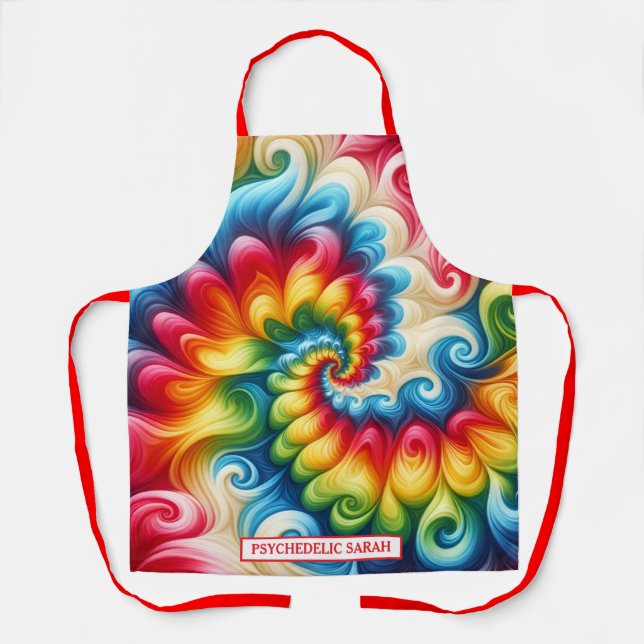 Rainbow Psychedelic Tie-Dye Apron (Front)