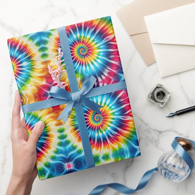 Rainbow Psychedelic Tie Dye Wrapping Paper (Gifting)
