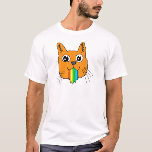 Rainbow Puke Cat Cartoon Hand-drawn T-Shirt